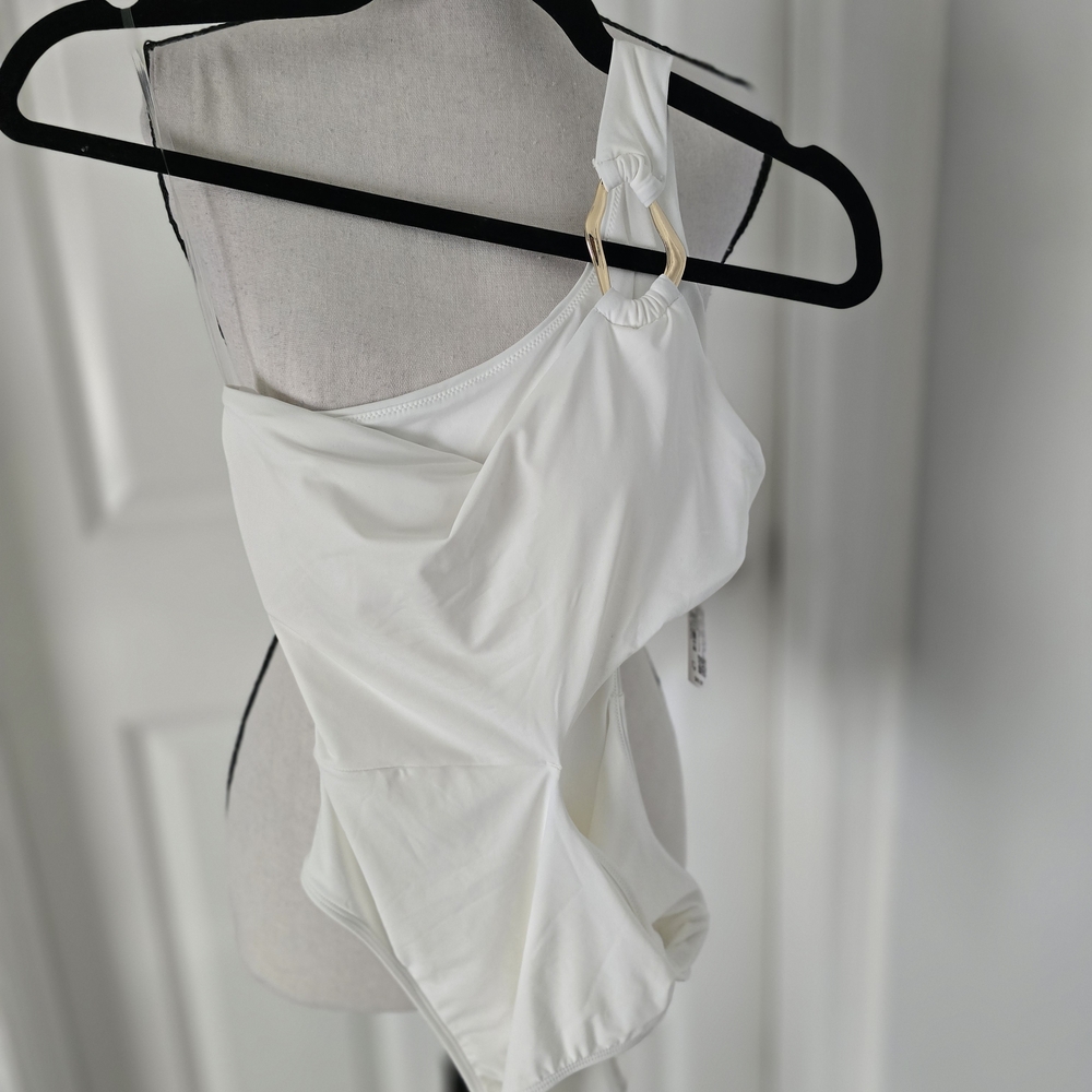 Dynamite White One-Shoulder Swim One Piece